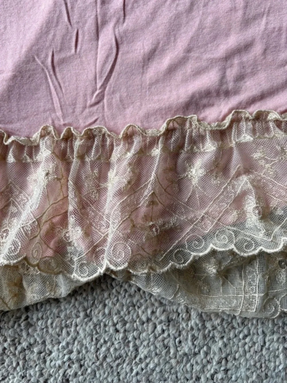 Vintage Ralph Lauren Pink Lace Sleep Tunic Chemise Coquette Cottagecore L Glam